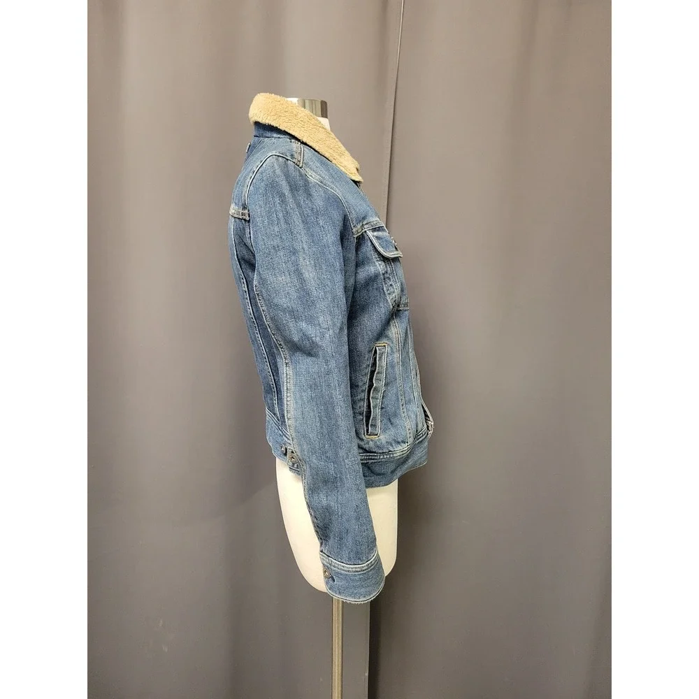 Vintage y2k Tommy Hilfiger‎ Denim Jacket Blue Sherpa Lined Trucker Size Small